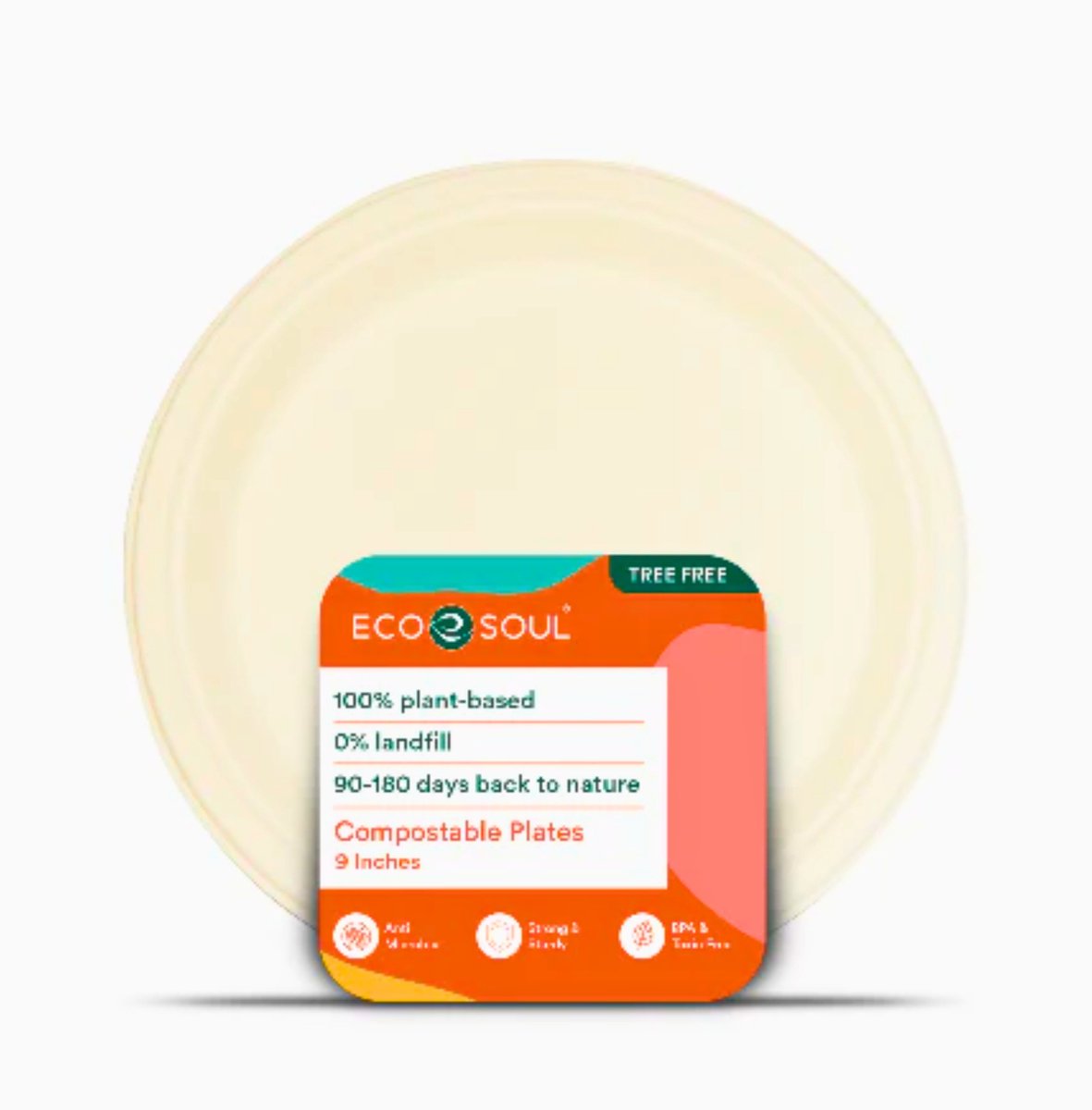Composteerbare Bagasse Borden Rond 9 inch 25 stuks
