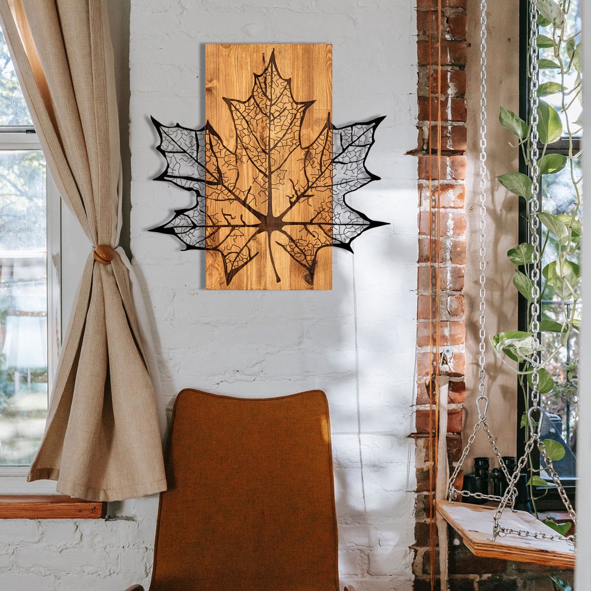 Enzo Decoratief Houten Wandaccessoire | Houten Lijst | 56 X 58 Cm - Emob - Wooden_wall_decor - Zwart - Hout; Metaal