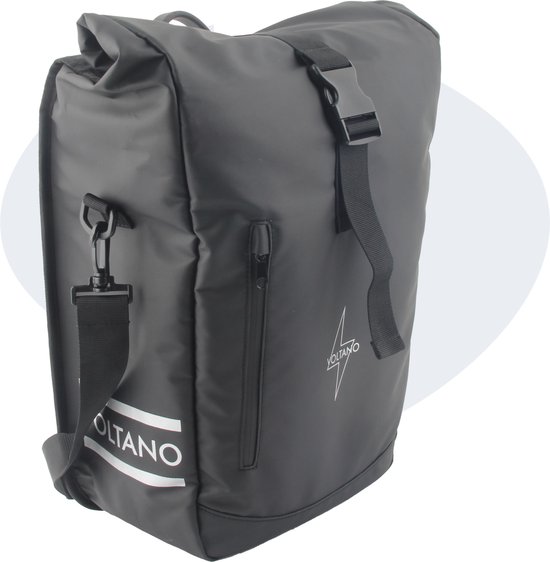 Voltano Journey Luxe Fietstas 28L - Zwart - Enkele Pakaftas - Laptopvak - Met Schouderband - Waterdicht - Gratis Extra E-bike Beugels