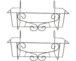 4x stuks grijze bloempot hangers voor plantenbak 20 x 42 cm metaal - Plantenbakken/bloembakken - Tuin/balkon