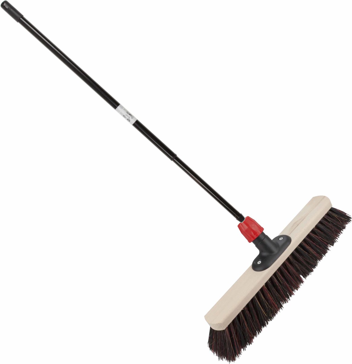 Goedkoopste Houten straatbezem/buitenbezem Arenga 40 cm met metalen telescoopsteel zwart 80 - 130 cm - Harde buitenbezems