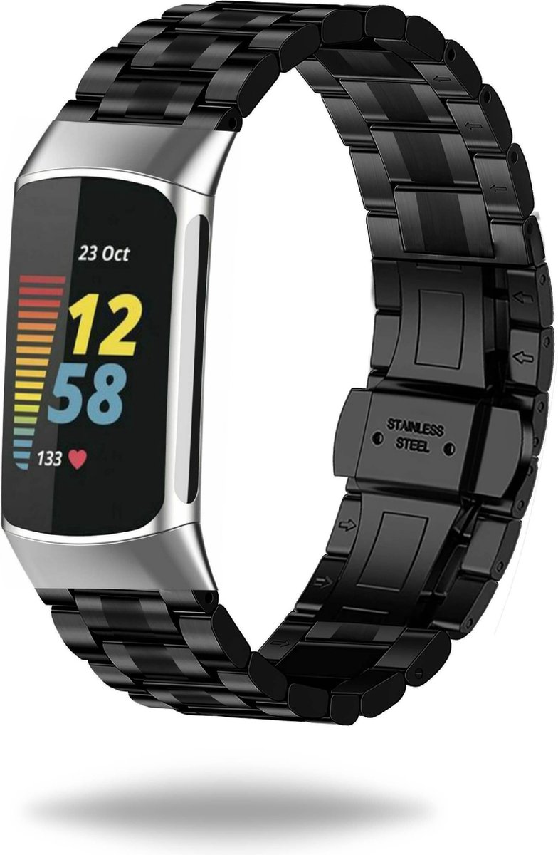 Elysian horlogebandje geschikt voor Fitbit Charge 5 / Charge 6 - Schakelband - 316L Roestvrij Staal - 18mm - Quick Release - Verstelbaar