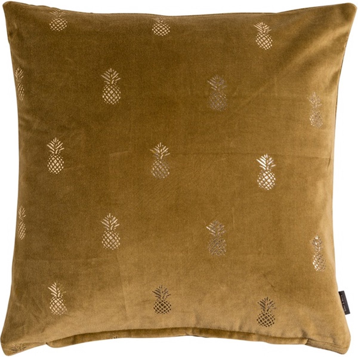 Linen & More Velvet Pineapple Lt. Khaki Kussen | 45 X 45 | Sierkussen Voor Woonkamer Of Slaapkamer Geel