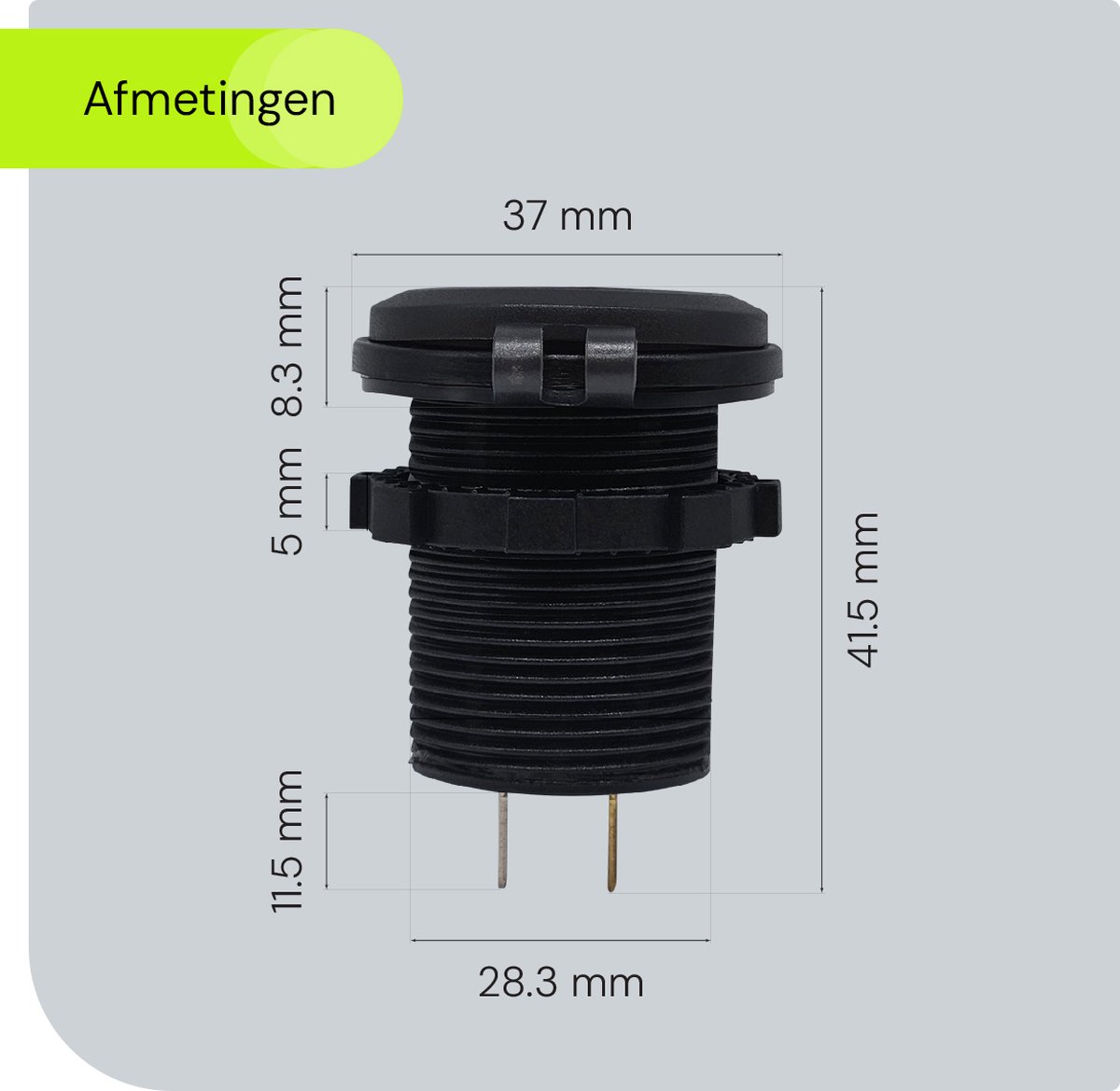 4-poorts USB lader voor in de auto (voor achter), 9.6 A, black