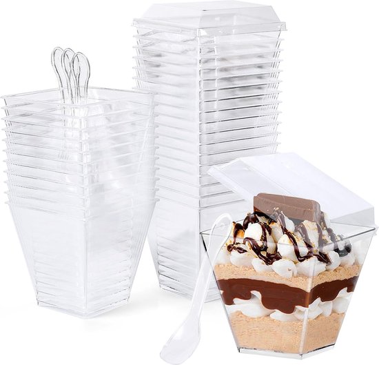 Gobelets à Dessert 50 Pièces Verres à Dessert En Plastique 160 Ml - Gobelets à Dessert
