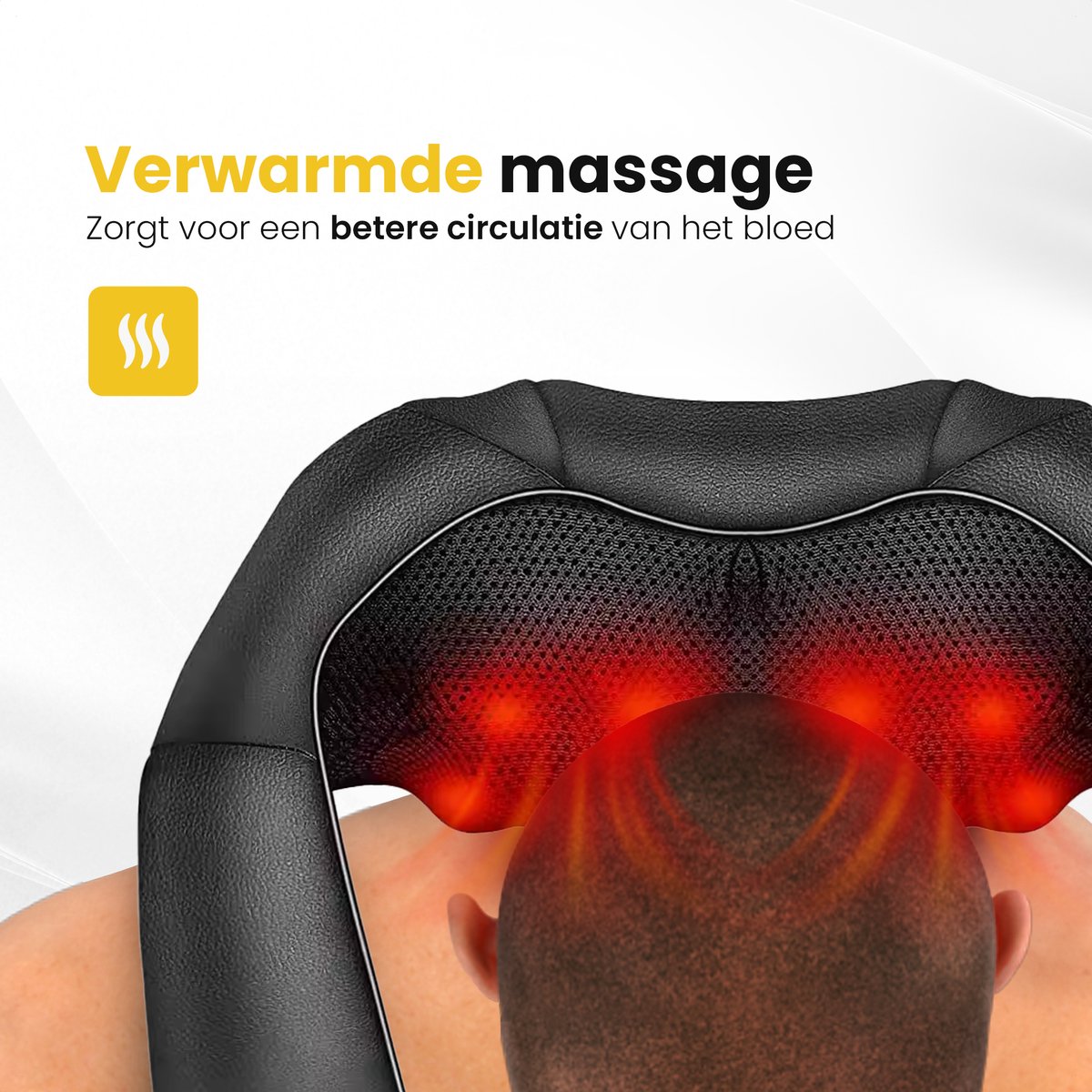 Afbeelding 2 van Revolt Massagekussen - Shiatsu Massage Apparaat - Elektrisch Nekmassage - Nek/Schouder/Rug Massage - Infrarood Verwarming