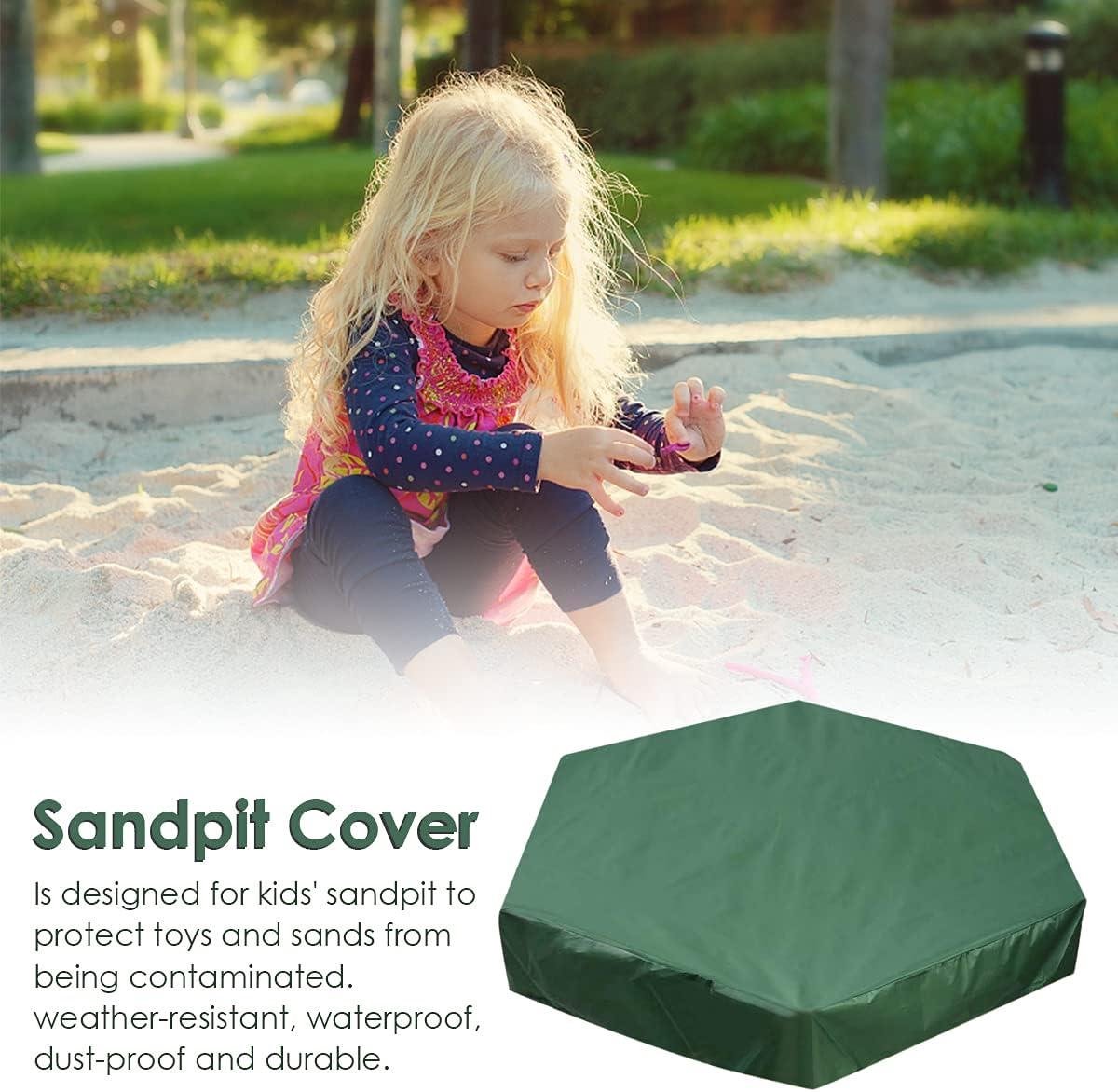 Couvercle hexagonal pour bac à sable avec cordon de serrage, étanche, anti-poussière, cache-bac à sable pour jardin extérieur(2pcs,140cm*110cm