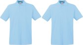 2-Pack maat XL lichtblauw polo shirt premium van katoen voor heren - Polo t-shirts voor heren