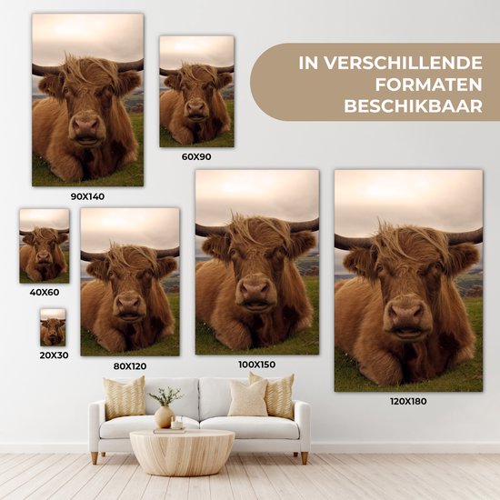 Tableau sur toile Highlander écossais - Animaux - Berg - 120x180 cm - Décoration murale XXL