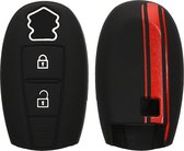 kwmobile autosleutel hoesje geschikt voor Suzuki Sport 2-knops autosleutel Keyless Go - Autosleutel behuizing in rood / zwart - Rallystrepen design