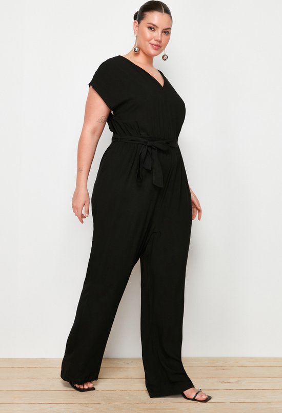 Trendyol Femme Standard Sleeve V-Neck Grandes tailles Jumpsuit