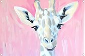 Giraffe posters - Dieren tuinposter - Tuinposter Achtergrond - Buiten - Buitenschilderij schutting - Posters tuinposter 75x50 cm