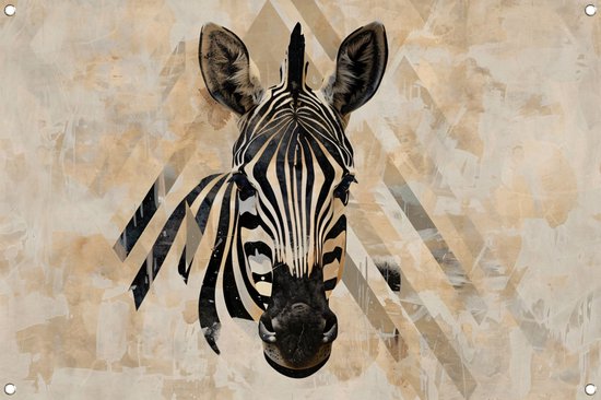 Zebra poster - Dieren posters - Tuinposters Abstractie - Poster buiten - Posters tuin - Tuin decoratie wanddecoratie tuinposter 105x70 cm