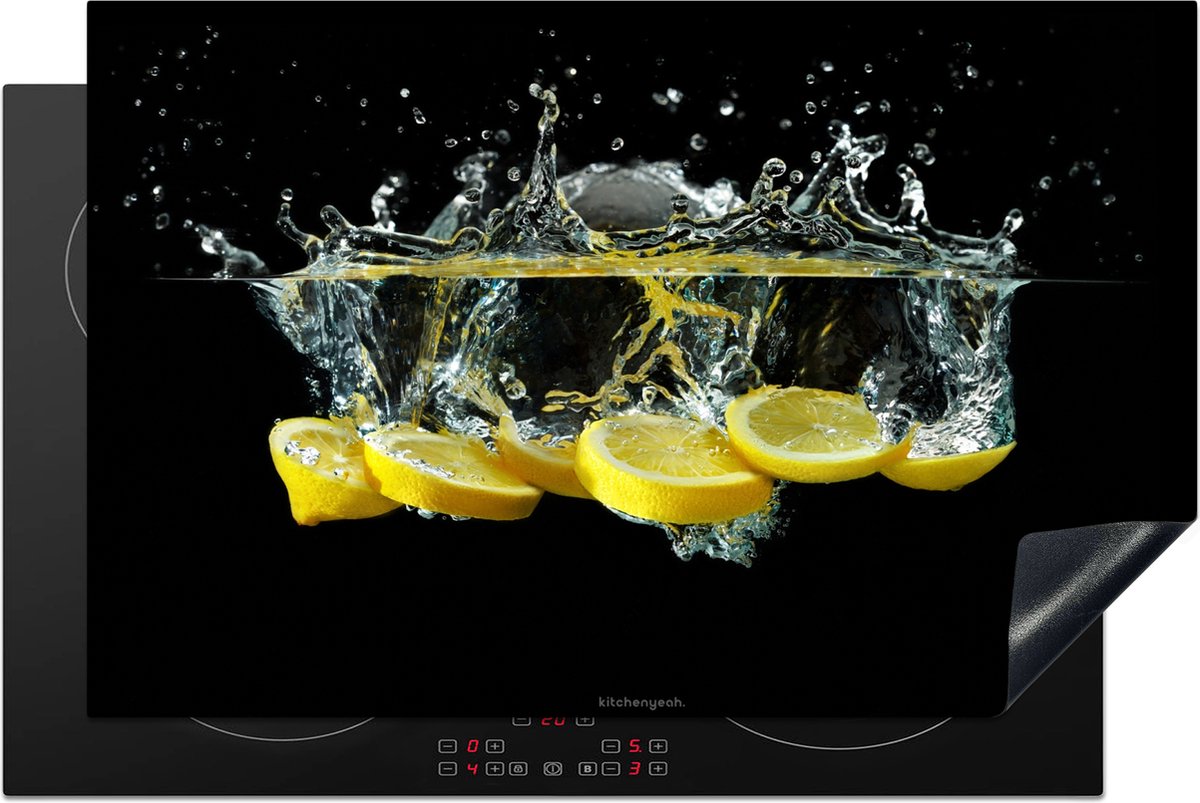 KitchenYeah® Inductie beschermer 80x52 cm - Citroen - Water - Fruit - Kookplaataccessoires - Afdekplaat voor kookplaat - Inductieplaat mat - Afdekmat voor inductiekookplaat - Keuken decoratie op Prijzenvolger.com