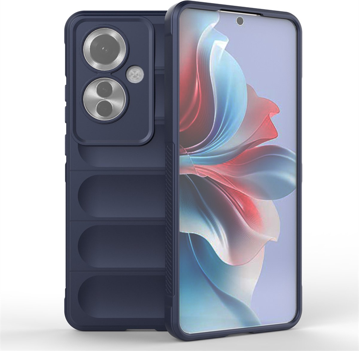 MobyDefend Hoesje - Geschikt voor Oppo Reno 11F - TPU Gripcase - Blauw