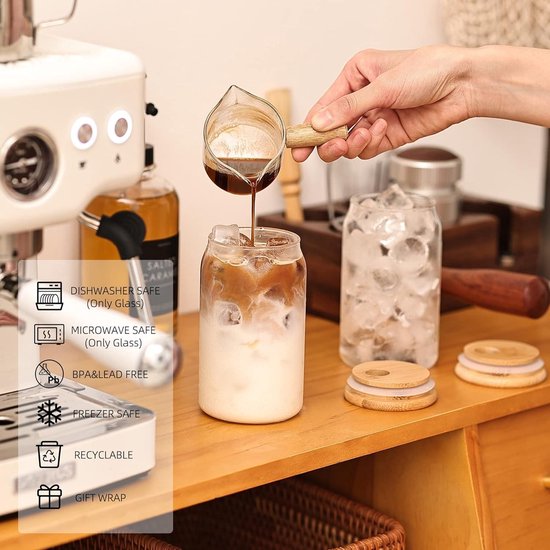 Lot De 4 Gobelets En Verre Avec Couvercles Et Pailles, En