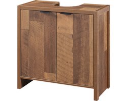 Wastafelonderkast Namsskogan 60x60x30 cm walnootkleurig en zwart (en.casa)