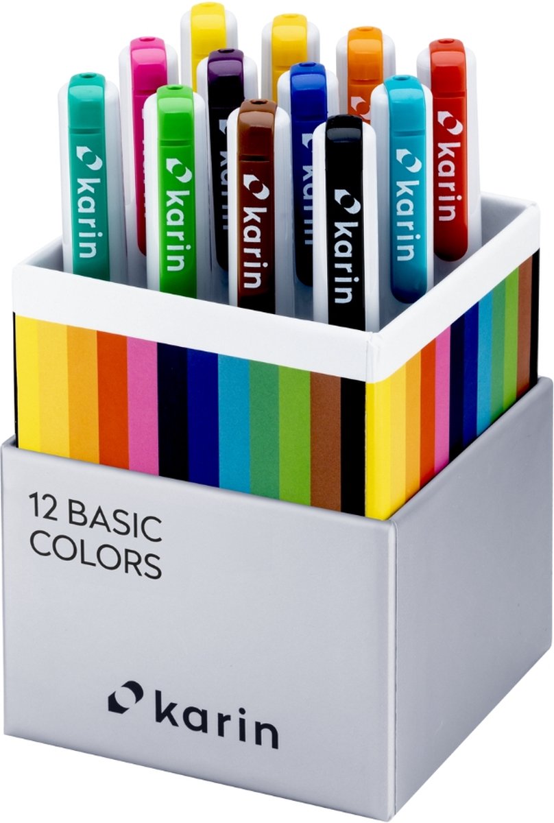 Karin Realbrush PRO Aquarelmarkers Set 12 kleuren Basic Colors