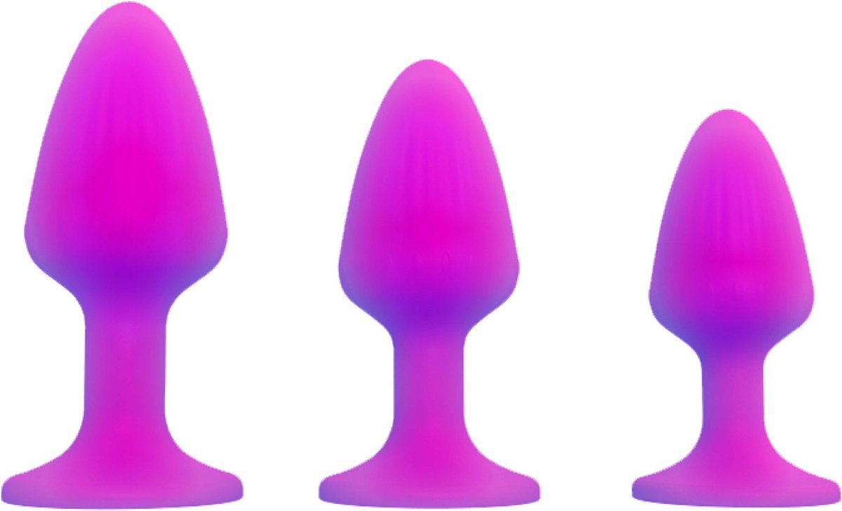 Goedkoopste Cupitoys® Siliconen buttplug set - Groot - Roze - Glow in the dark - Sex toys voor vrouwen - Sex toys voor mannen - Buttplugs