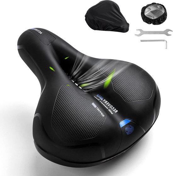 KOOOGEAR extra groot fietszadel voor dames en heren, comfortabel, breed