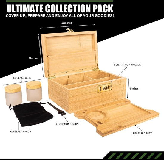 EasyStar Hash Box Bamboe grote organizer box met combinatie, houten