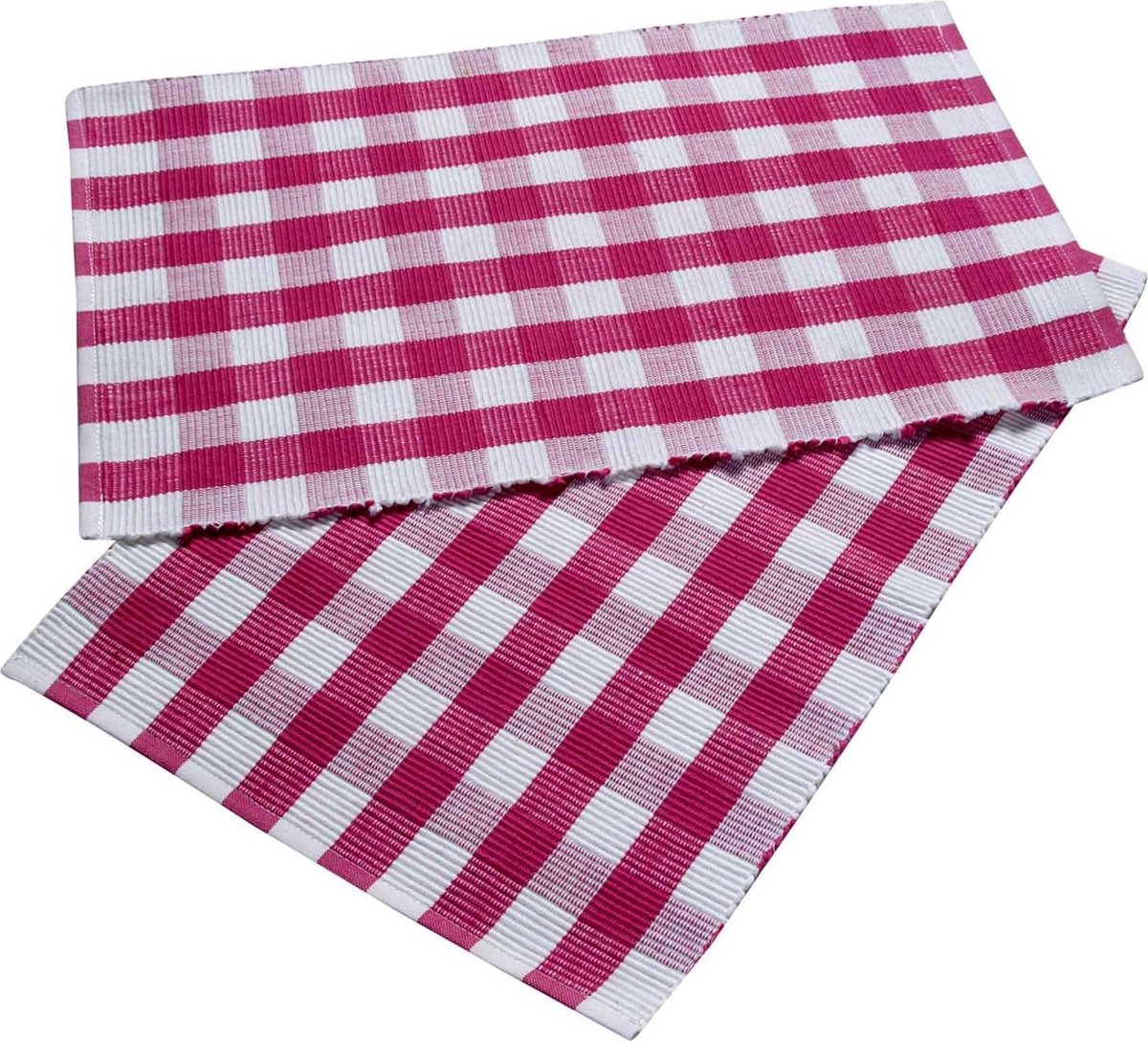 Homescapes roze geruite placemat van 100% katoen in een verpakking van 2