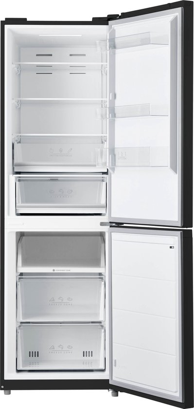 Inventum KV1850B No Frost energiezuinige koel-vriescombinatie - 185 cm hoog - 338 liter - Zeer stil: 35 dB - Superkoelen - Supervriezen - Energielabel C - Vrijstaand - Zwart