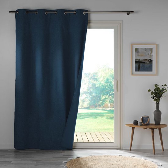 Wicotex - Gordijnen - Kant en klaar - Met ringen - Verduisterend - 140x260cm Kleur Blauw