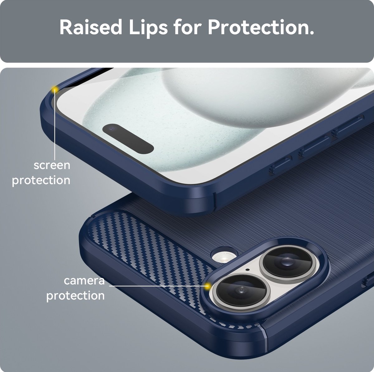 Mobigear Hoesje geschikt voor Apple iPhone 16 Pro Max Telefoonhoesje Flexibel TPU | Mobigear Brushed Slim Backcover | iPhone 16 Pro Max Case | Back Cover - Blauw