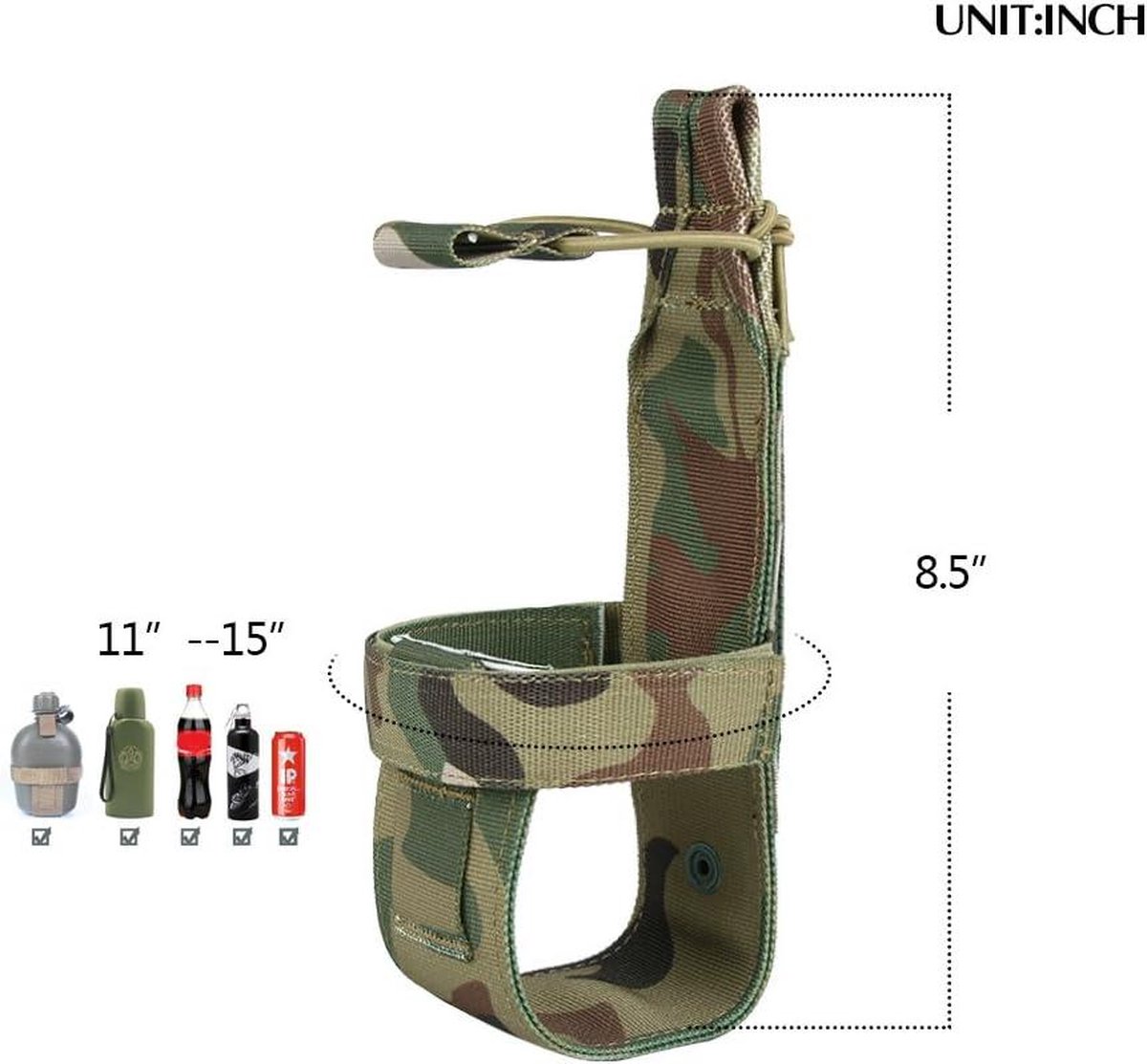 2 Pcs Sacs Porte-bouteille D'eau Tactiques - Noir Et Kaki, Réglables, Compatibles MOLLE, Pour Randonnée, Camping - 7