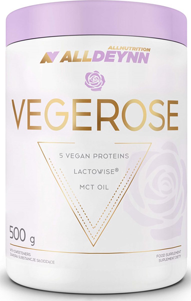 Goedkoopste Alldeynn | Vegerose | Vegan proteine | Chocolate | 500gr 16 servings | Lactose vrij | Plantaardige Eiwit | Eiwitten | Proteïne | Supplement | Lactowise | Enzymen | 5 verschillende soorten vegan eiwitten | MCT olie | Nutriworld