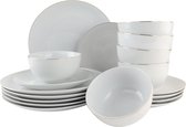 Bol.com OTIX Serviesset - Bordenset - 18-Delig - 6 persoons - Wit met Gouden rand - Porselein - CROCUS aanbieding