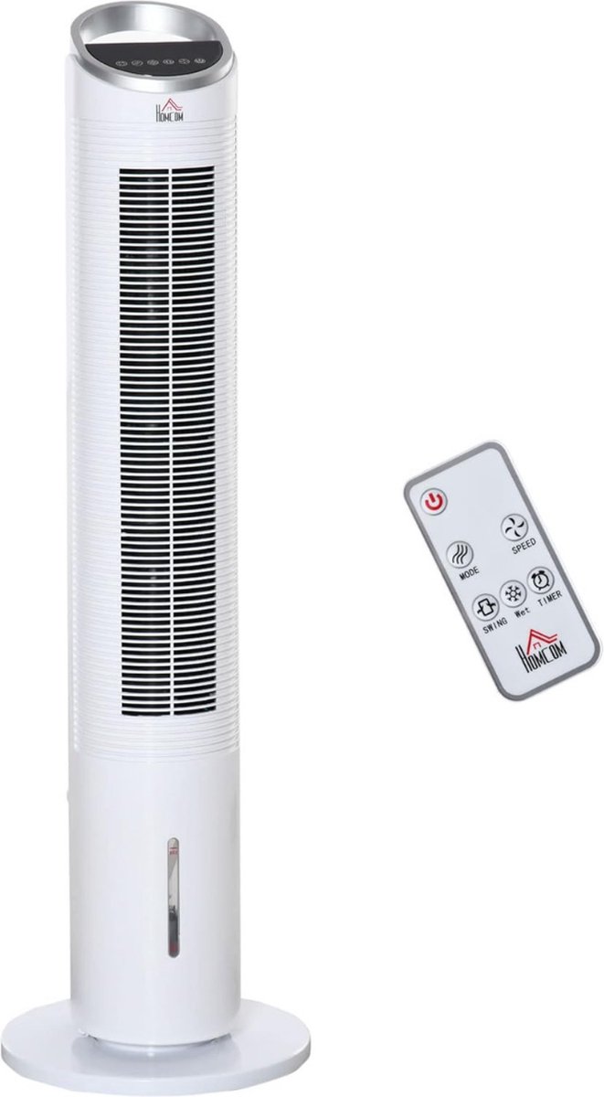 Homcom Mobiele Airco Zonder Afvoer Mobiele Aircooler met Afstandsbediening Ventilator met 3 snelheden- Wit