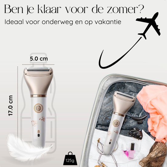 2-in-1 Ladyshave + Extra Scheerkop - Gezicht - Oksels - Benen - Bikinilijn - Scheerapparaat Vrouw - Ontharingsapparaat Electrisch Ontharen - Gezichtsontharing Dames - Trimmer Vrouw - Ladyshaves Bikini - USB Oplaadbaar