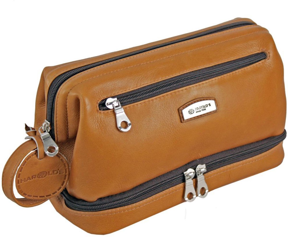Harold's Country Toilettas Leer 27 cm - 6 L - Ritssluiting - cognac