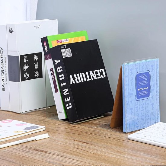 8 stuks transparante boekensteunen, L-vormige boekensteun