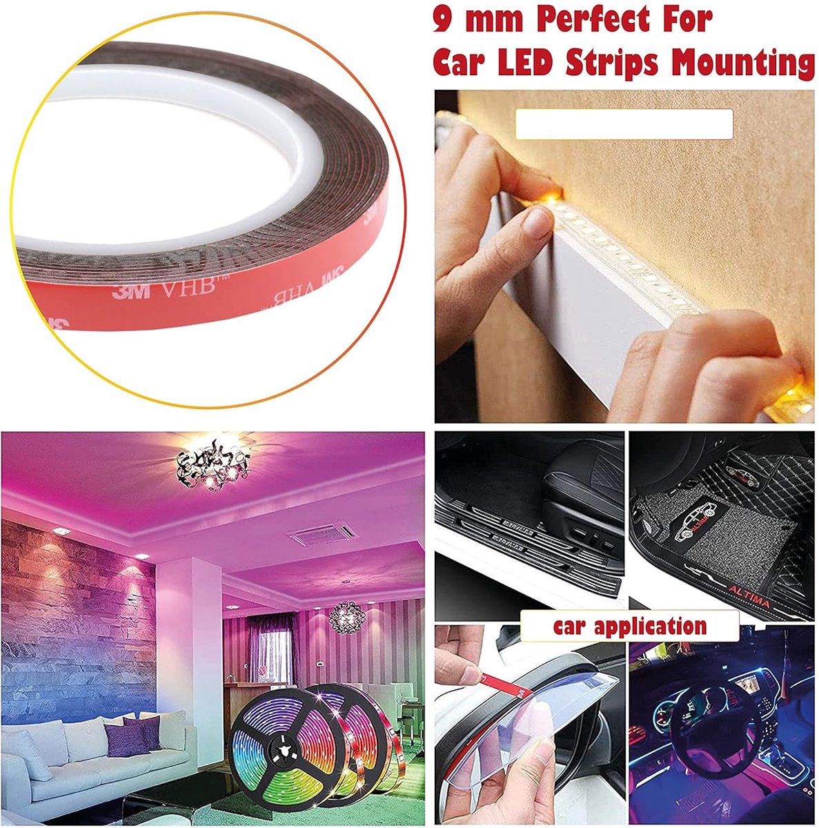Emitever Dubbelzijdig Plakband 11 m x 10 mm x 1,1 mm, 6703 Extra Sterke Montageband, Waterdicht en Bestand tegen Hoge Temperaturen, voor Auto, Thuis en op Kantoor
