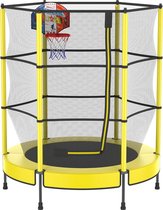 Kindertrampoline - 145 cm indoor-outdoor springbed met basketbalmand en veiligheidsnet - jongens en meisjes verjaardagsspeelgoed, kinderkerstcadeau mini trampoline