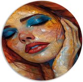 Gezicht wandschalen - Mens wanddecoratie rond - Wandcirkels Haar - Schilderij vintage - Muurcirkels - Slaapkamer accessoires muurcirkel forex 60x60 cm