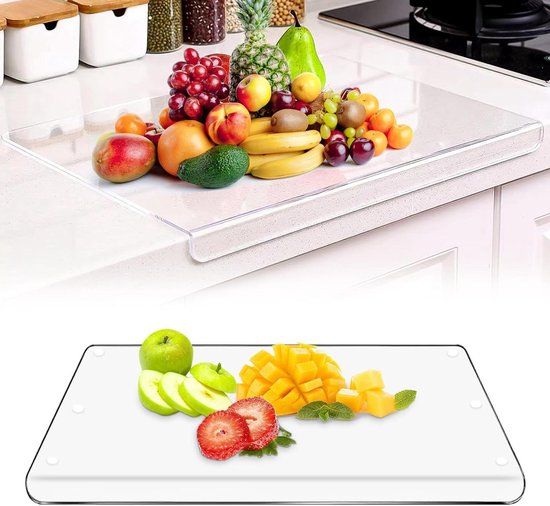 Foto: Snijplank met tegenlip doorzichtige glas werkblad beschermer 157 x 118 inch grote snijplank voor aanrecht keuken geschenken