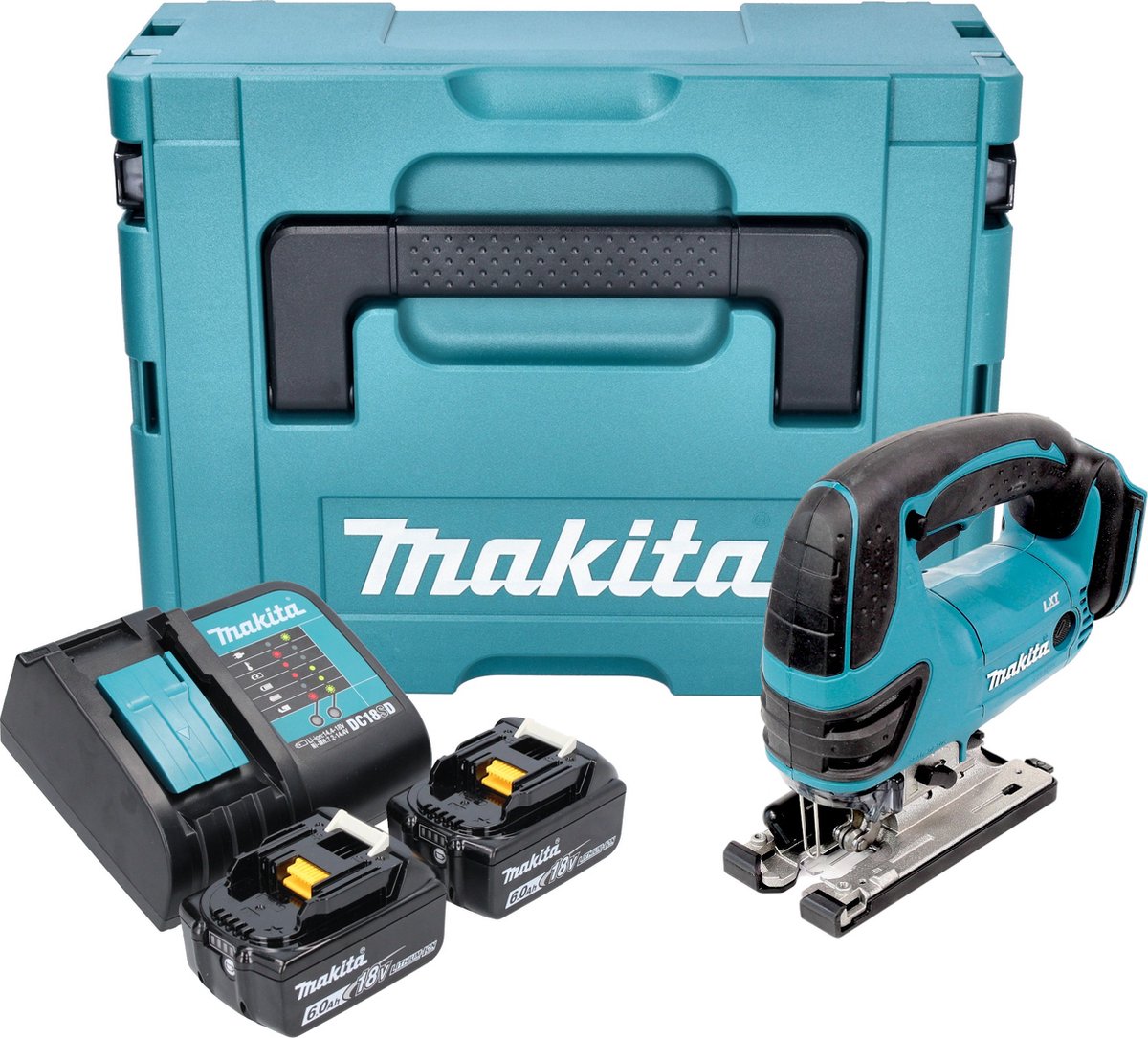 Makita DJV 180 SGXJ accu-decoupeerzaag 18 V 135 mm + 2x accu 6,0 Ah + oplader + Makpac