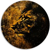 Leeuw rond schilderij - Dieren muurdecoratie rond - Schilderij Schaduwen - Moderne schilderijen - Wanddecoratie rond - Decoratie muur muurcirkel forex 80x80 cm