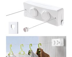 Retractable Clothesline - 5.1 m Washing Line - Wall Mounted Laundry Rack - Space Saving Dryer