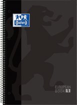 Oxford École Europeanbook - cahier - bordure colorée - A4+ - losange 5mm - 80 feuilles - 4 trous - couverture rigide - noir
