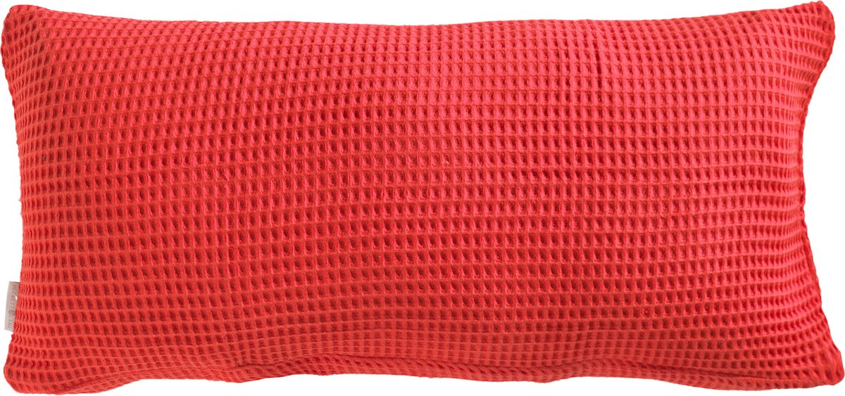 Heckettlane Kussensloop Wafel - Kussenhoes van 40x80 cm - 1 stuk - 100% Katoen - Rood
