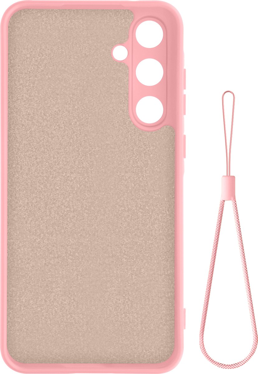 Avizar Hoes Geschikt voor Samsung Galaxy A55 Halfstijve handriem, Lichtroze