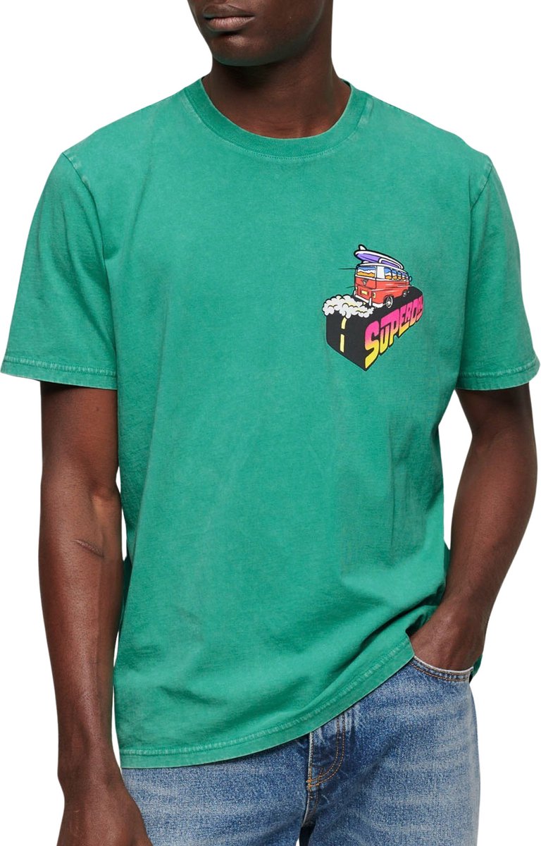 Superdry Neon Travel Chest Loose Shirt Heren Groen