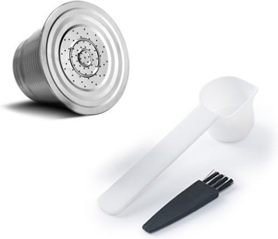 Set de capsules Nespresso réutilisables en acier inoxydable, avec cuillère à mesurer et brosse de nettoyage, durable et respectueux de l'environnement