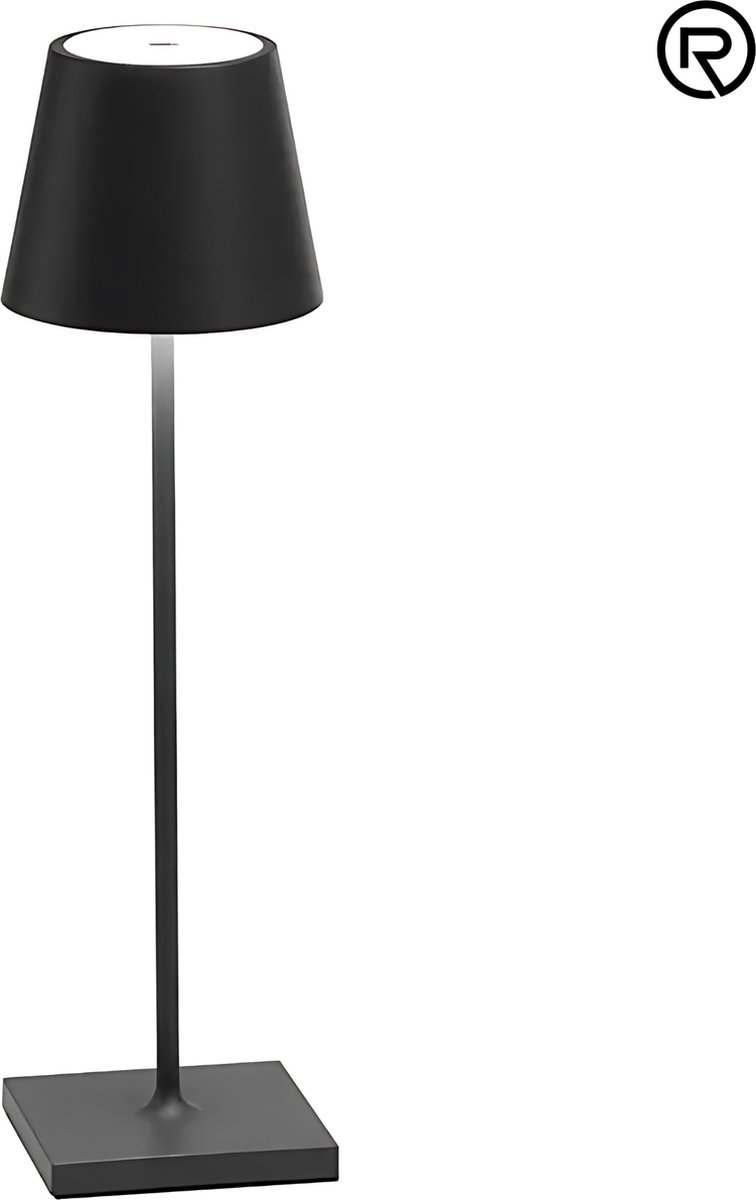 Oplaadbare Tafellamp - Nachtlamp - Leeslamp - Bureaulamp - Draadloos en Traploos Dimbaar - 35cm - Zwart