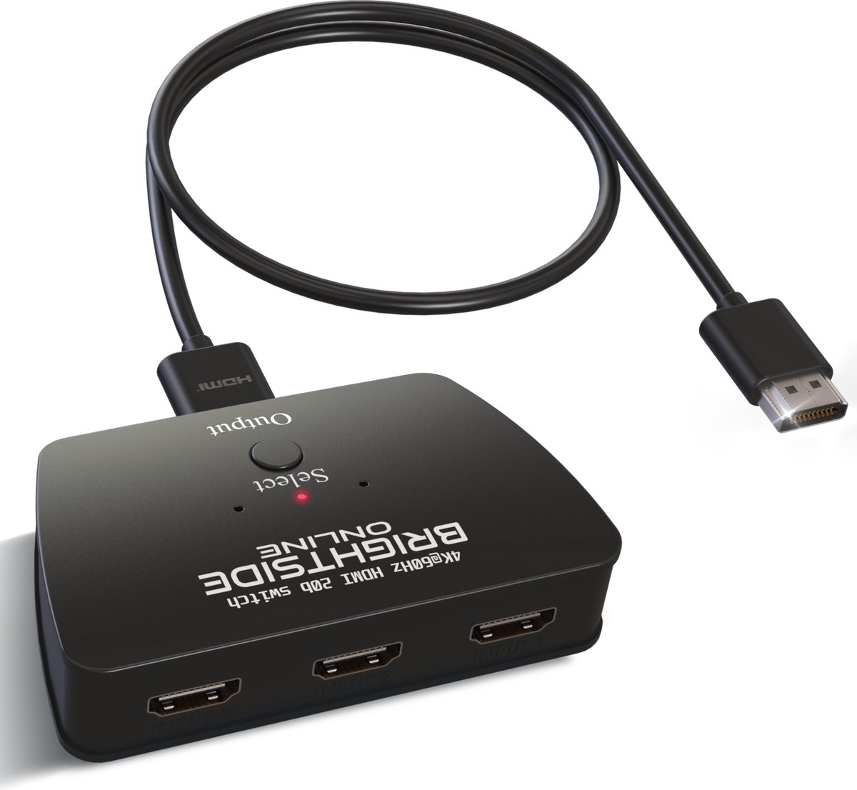 Brightside HDMI switch – 3 ingangen 1 uitgang – 4K@60hz – HDMI kabel inbegrepen